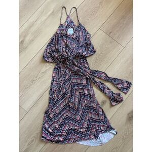 MISA Los Angeles XS Domino Halter Dress Aztec Print Tie Waist Sleeveless